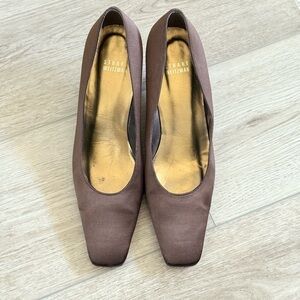 Vintage 90s Y2K Stuart Weitzman Brown Women's Pump Squred Toe Shoes Heels Sz.7.5
